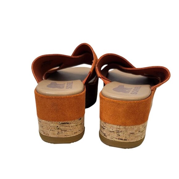 Sorel Womens Cameron Platform Mules, Leather Suede, Slide, Orange, Size 6.5 - Picture 4 of 9